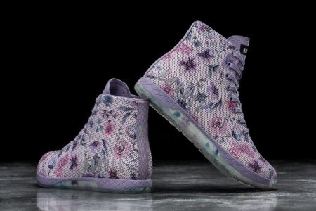 NOBULL High-top Watercolor Floral Trainer - Sneakersy Damskie Fioletowe | PL-sF9zBHQ